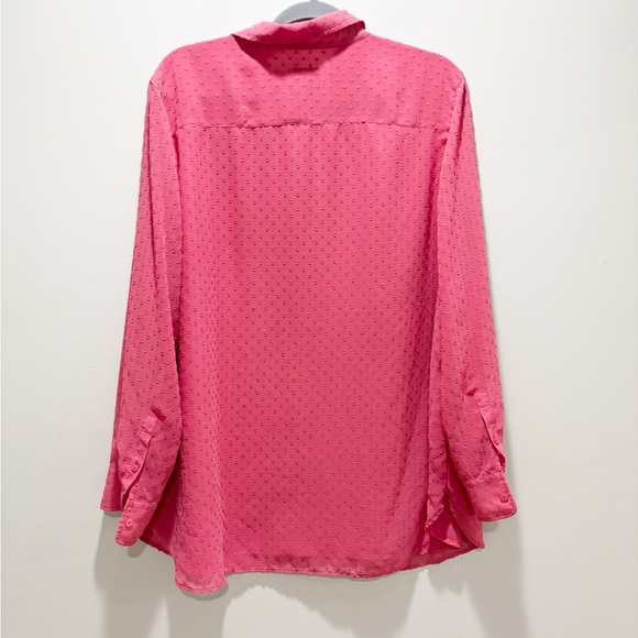 Talbots Pink Blouse with Subtle Swiss Dot Pattern Button Up Size 2X - Picture 2 of 6